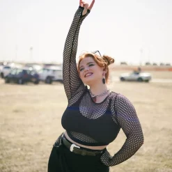 Alanis Full Fishnet Top - Black