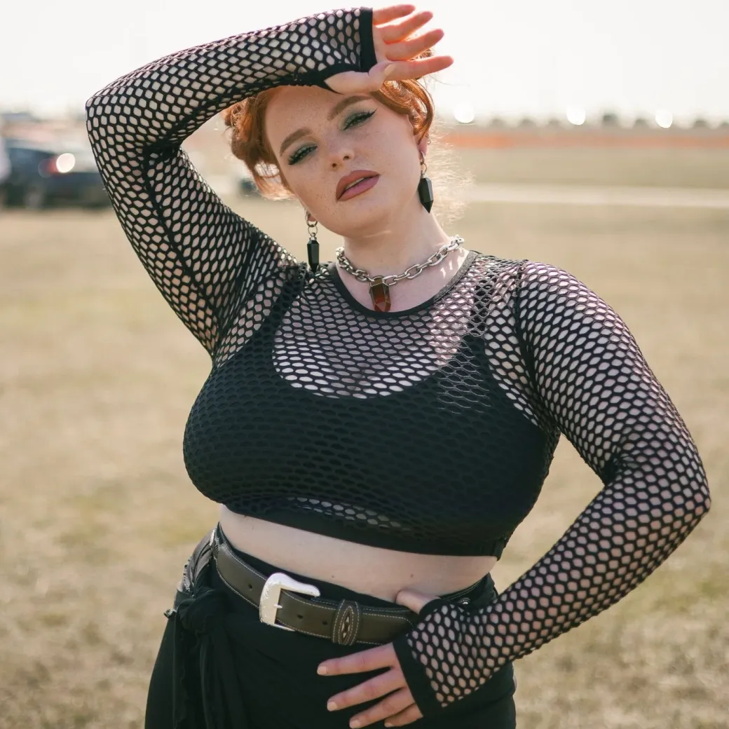 Alanis Full Fishnet Top - Black