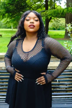 Alanis Full Fishnet Top - Black