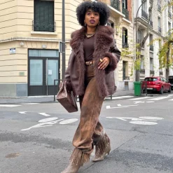 Amelia Aviator Jacket - Brown