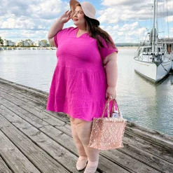 Amrita Cotton Gauze Mini Dress - Peony