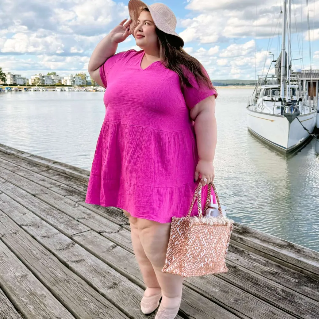 Amrita Cotton Gauze Mini Dress - Peony