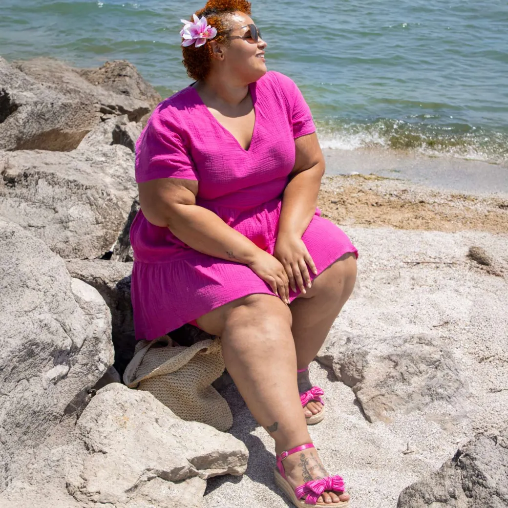 Amrita Cotton Gauze Mini Dress - Peony