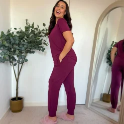 Bamboo Lounge Joggers - Cherry