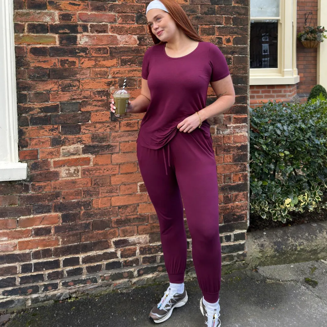 Bamboo Lounge Joggers - Cherry