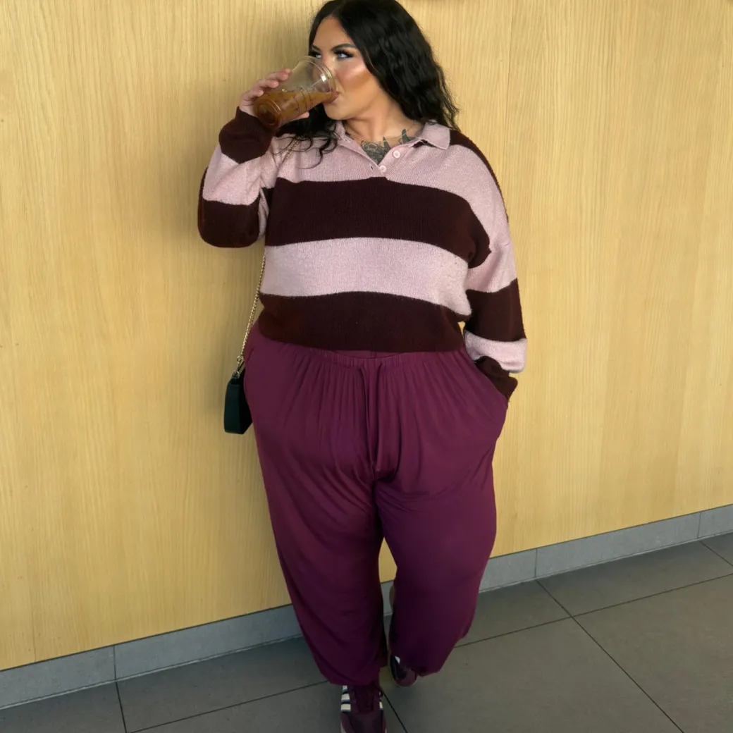 Bamboo Lounge Joggers - Cherry