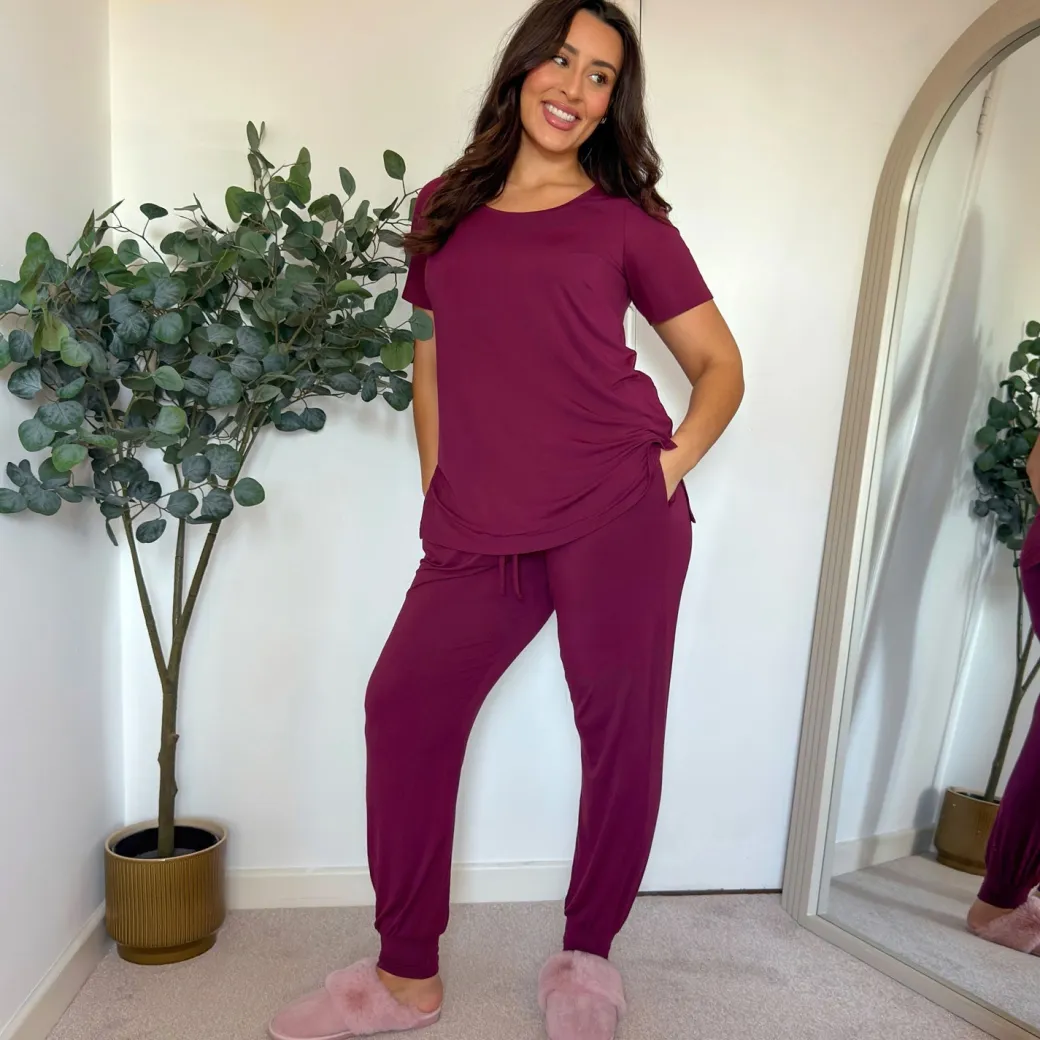 Bamboo Lounge Joggers - Cherry