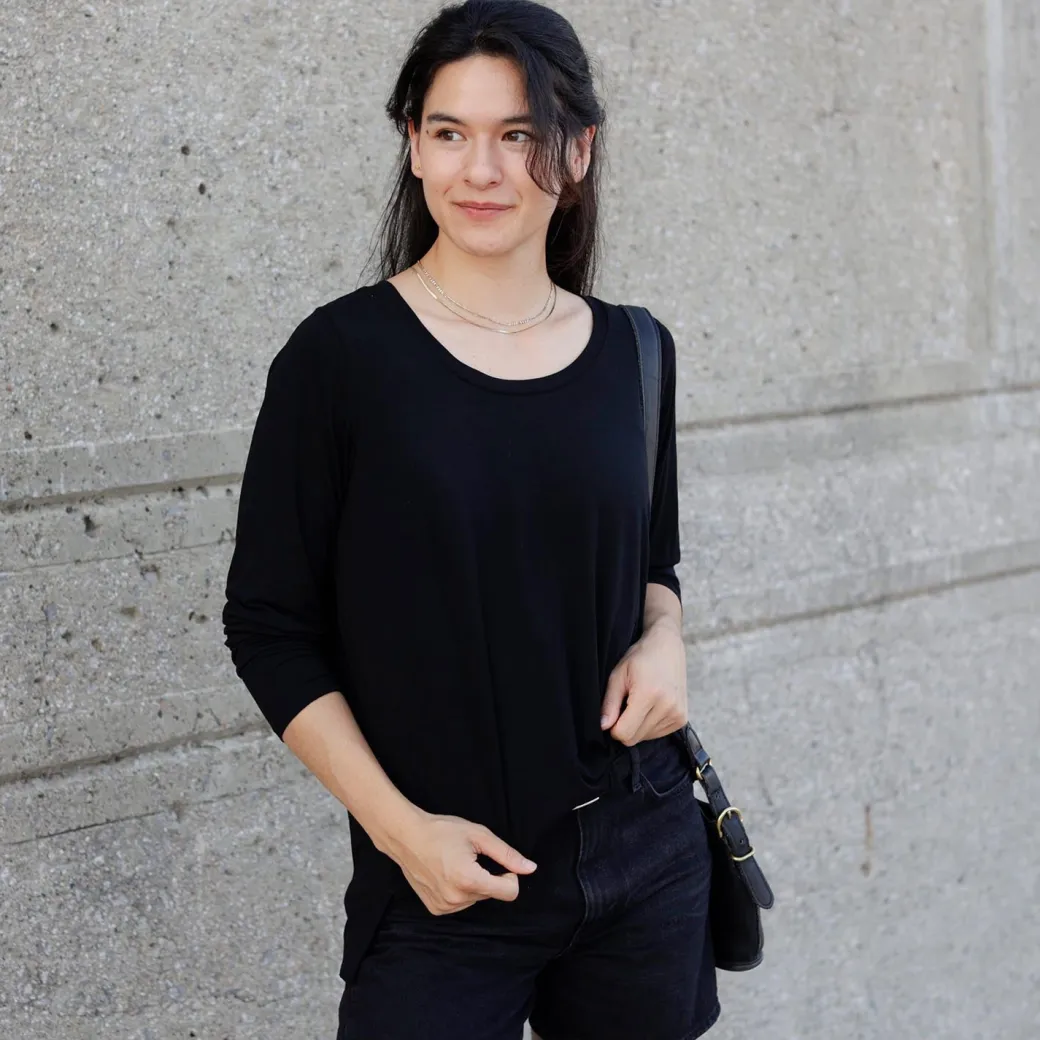 Bamboo Lounge Long Sleeve Top - Black