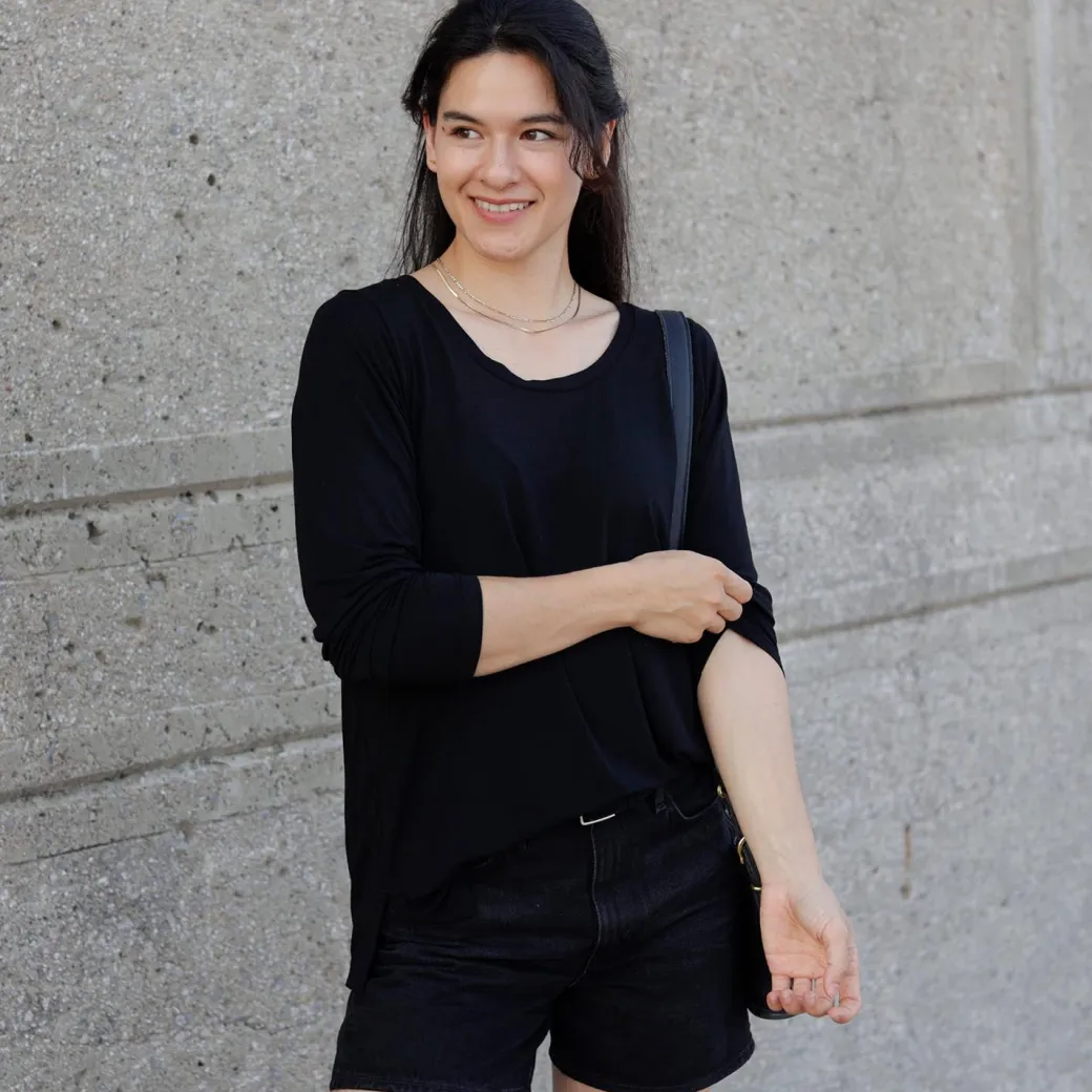 Bamboo Lounge Long Sleeve Top - Black