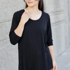 Bamboo Lounge Long Sleeve Top - Black