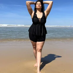 Beam Me Up Tankini Top - Black