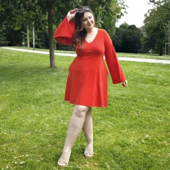 Bell Sleeve Mini Dress - Sangria