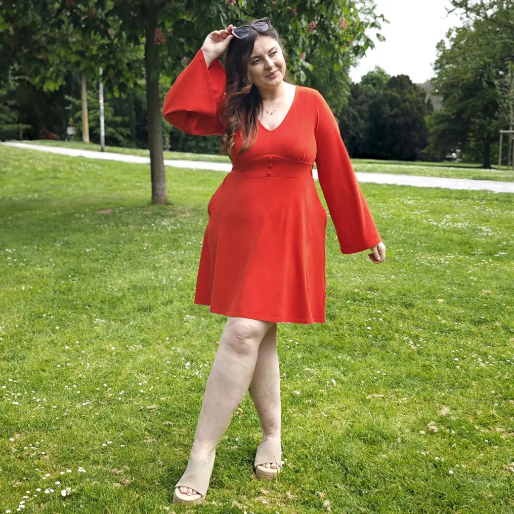 Bell Sleeve Mini Dress - Sangria