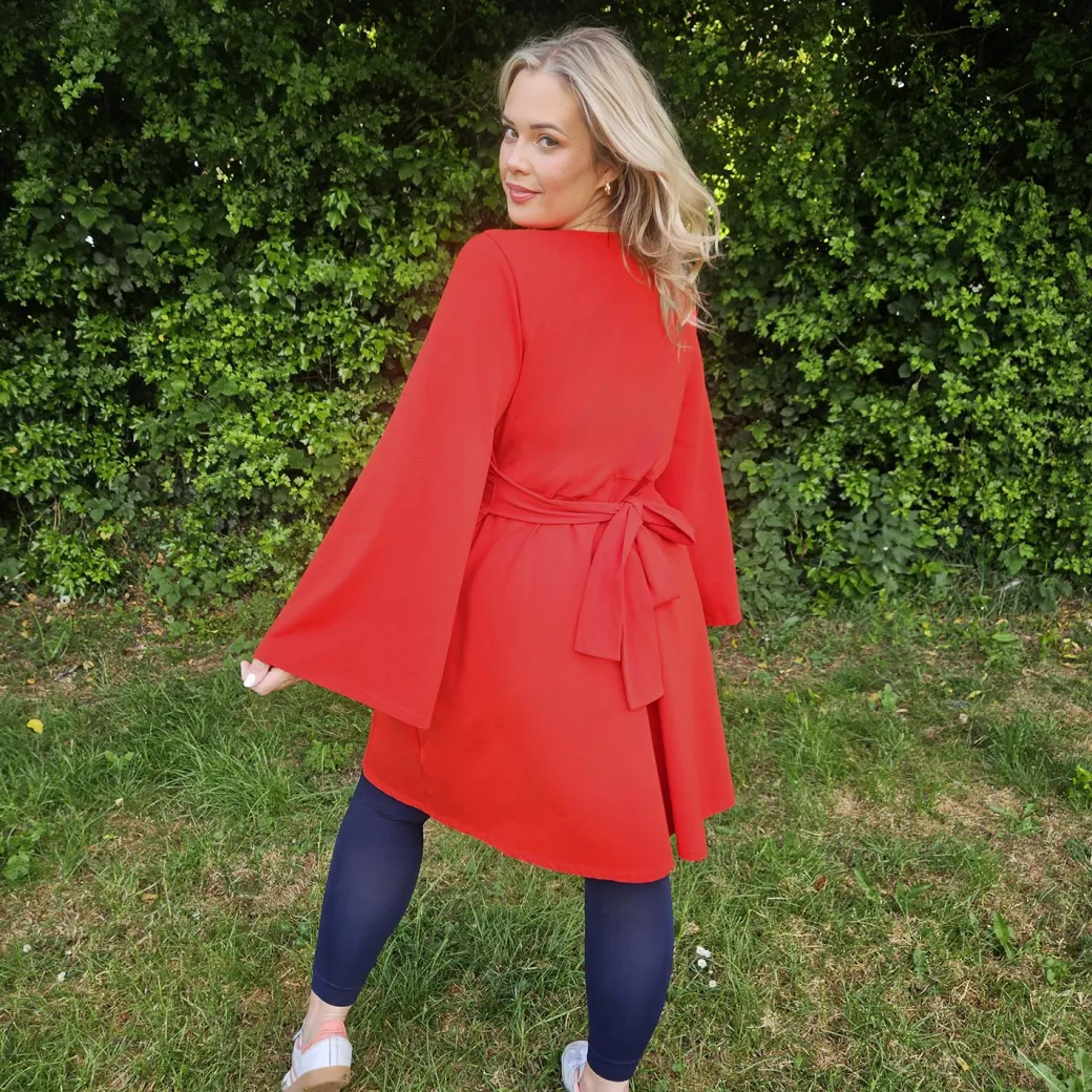 Bell Sleeve Mini Dress - Sangria