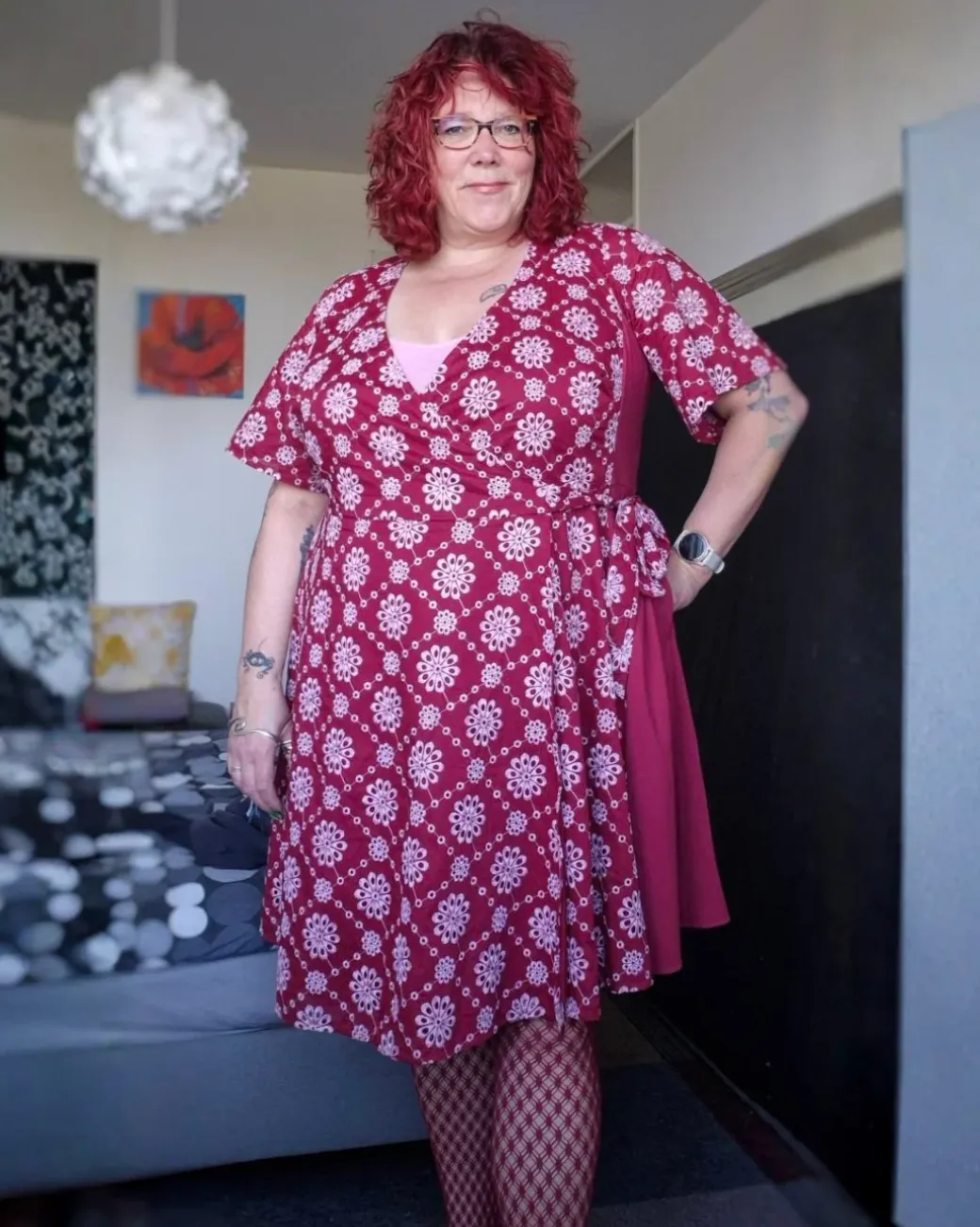 Broderie Anglaise Wrap Dress - Blood Red