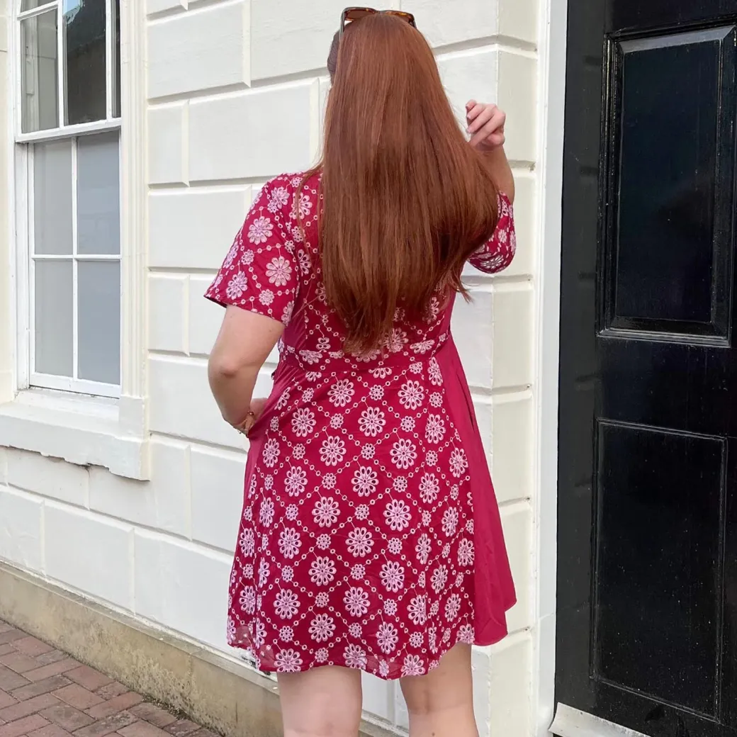 Broderie Anglaise Wrap Dress - Blood Red