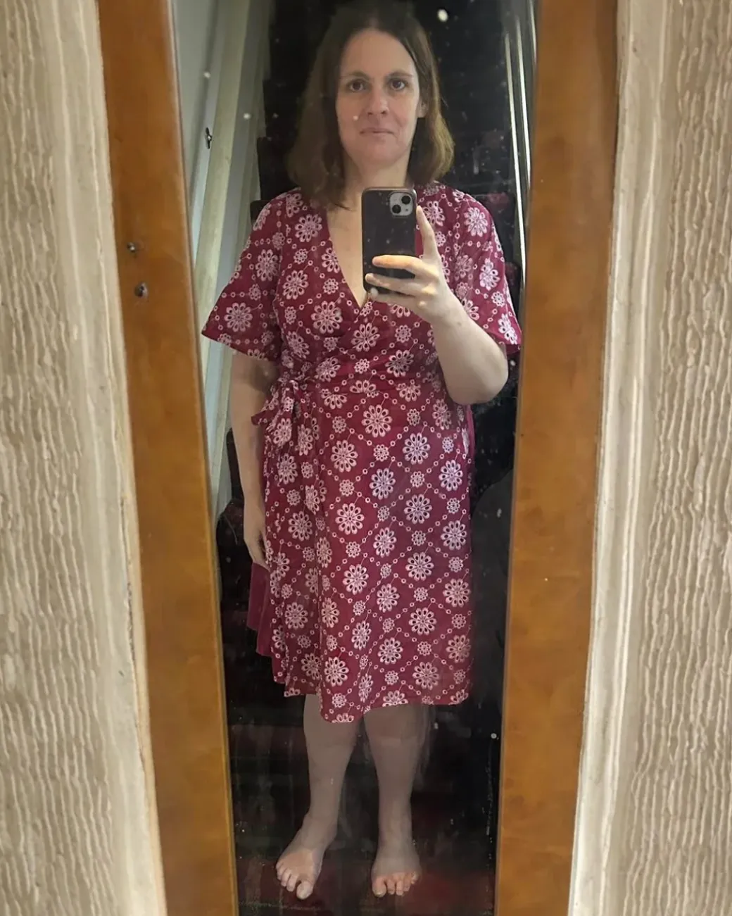 Broderie Anglaise Wrap Dress - Blood Red