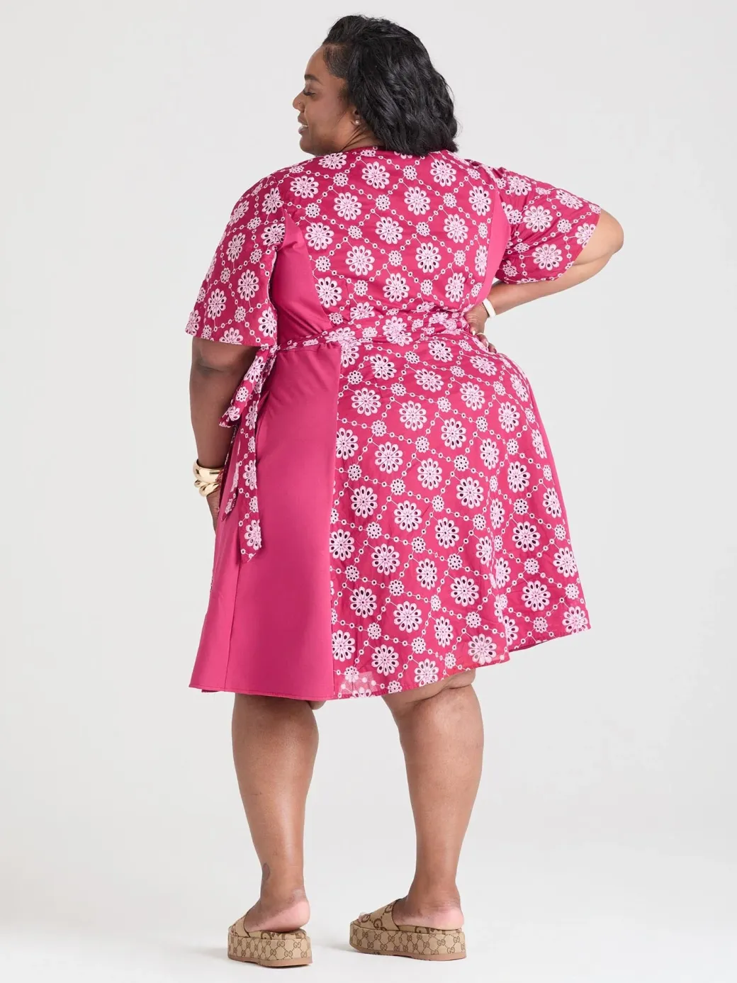 Broderie Anglaise Wrap Dress - Blood Red