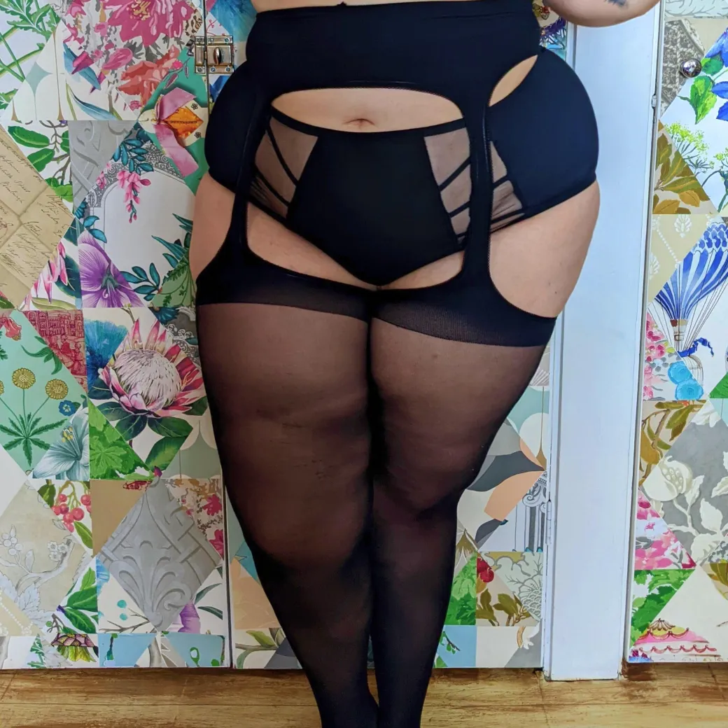 Burlesque Sheer Mock Garters - Liquorice