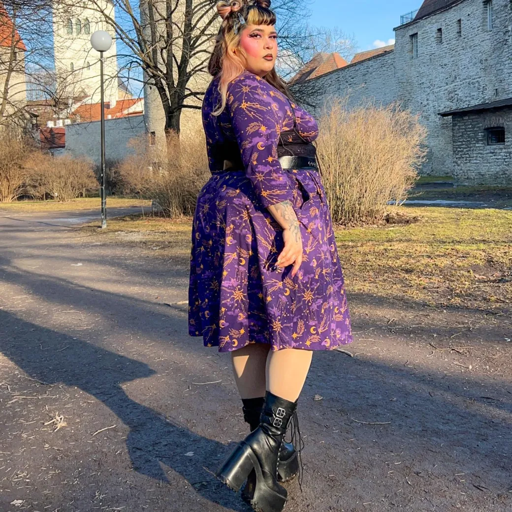 Celestial Wrap Dress - Purple / Gold