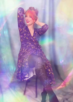 Celestial Wrap Dress - Purple / Gold
