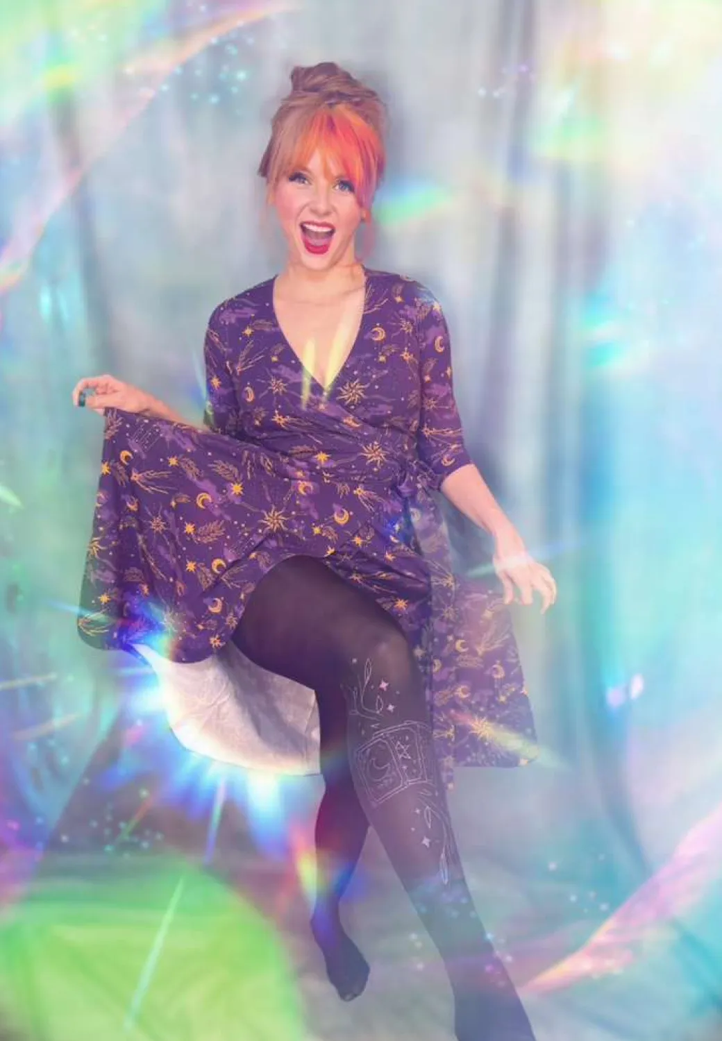 Celestial Wrap Dress - Purple / Gold