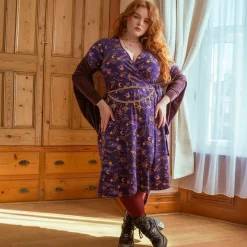 Celestial Wrap Dress - Purple / Gold