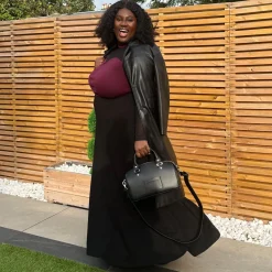 Cotton Jersey Maxi A-Line Skirt - Black