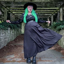 Cotton Jersey Maxi A-Line Skirt - Black