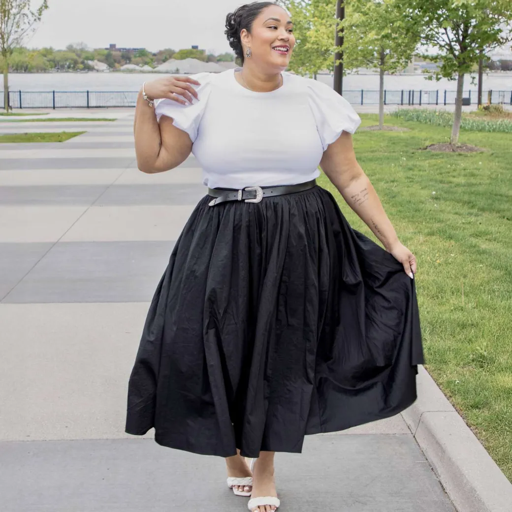 Crew neck Puff Sleeve Tee - White
