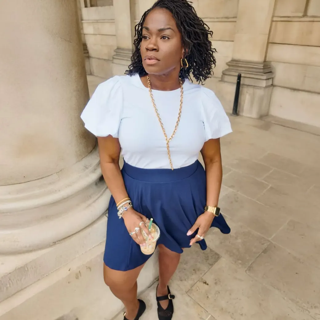 Crew neck Puff Sleeve Tee - White