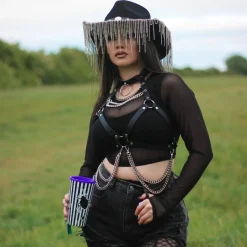 Cropped Mesh Top - Black