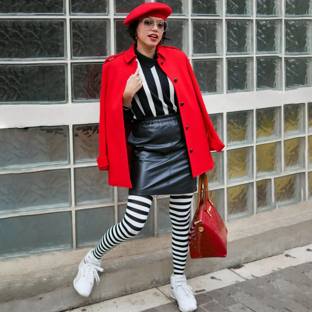 80 Denier Black & White Striped Tights - Witch
