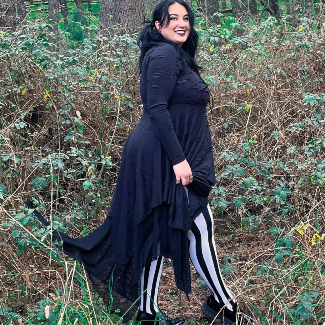 80 Denier Black & White Striped Tights - Betelgeuse