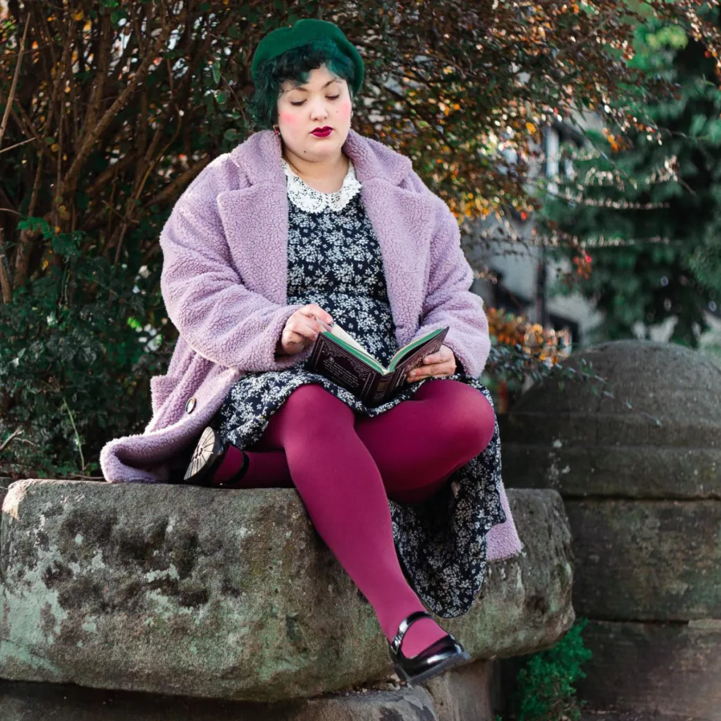 80 Denier Opaque Tights - Burgundy