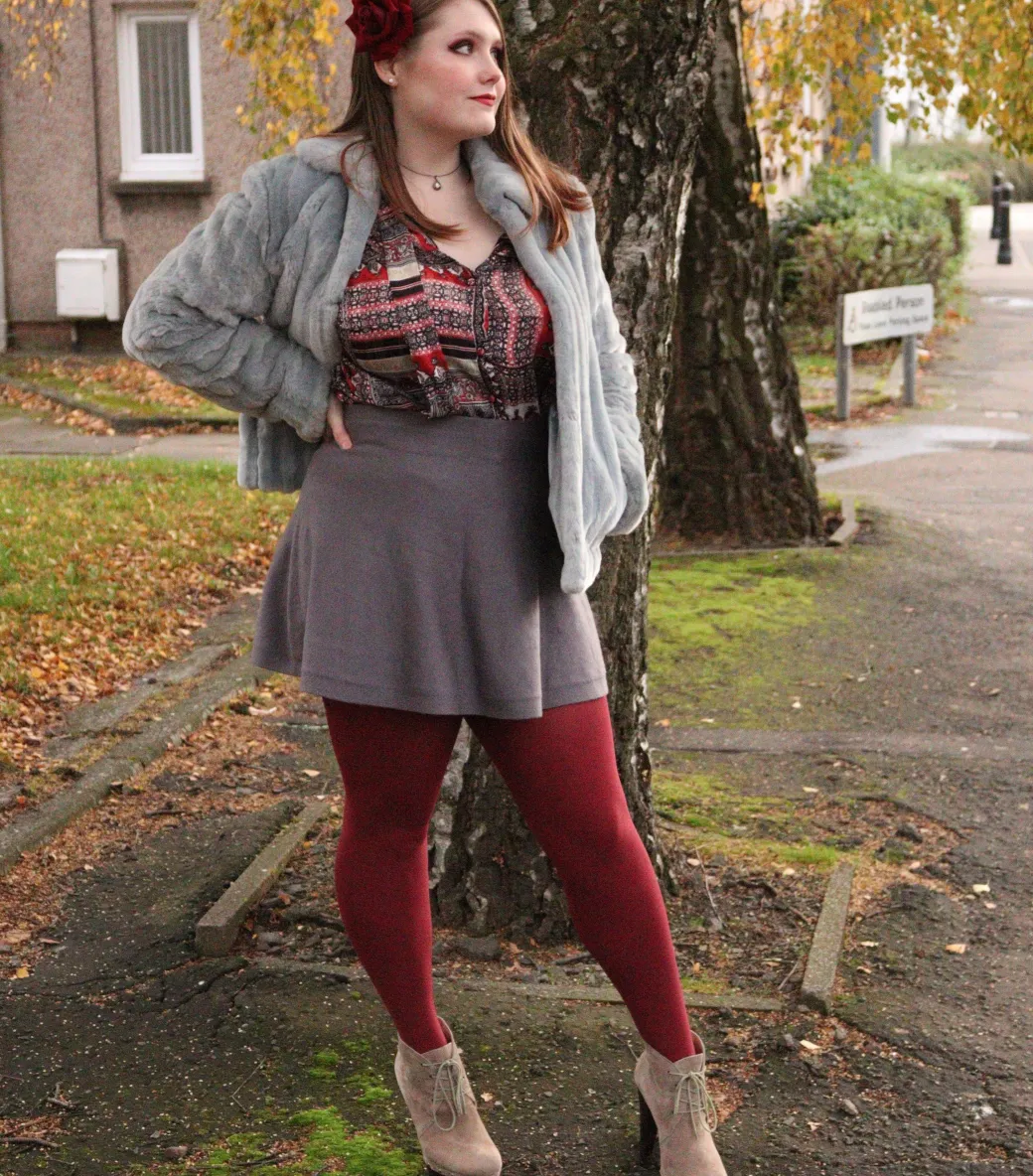 80 Denier Opaque Tights - Burgundy