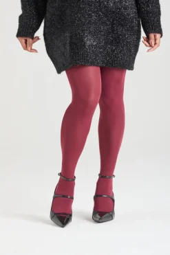 80 Denier Opaque Tights - Burgundy