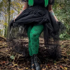 80 Denier Opaque Tights - Corra Snakes - Foliage Green