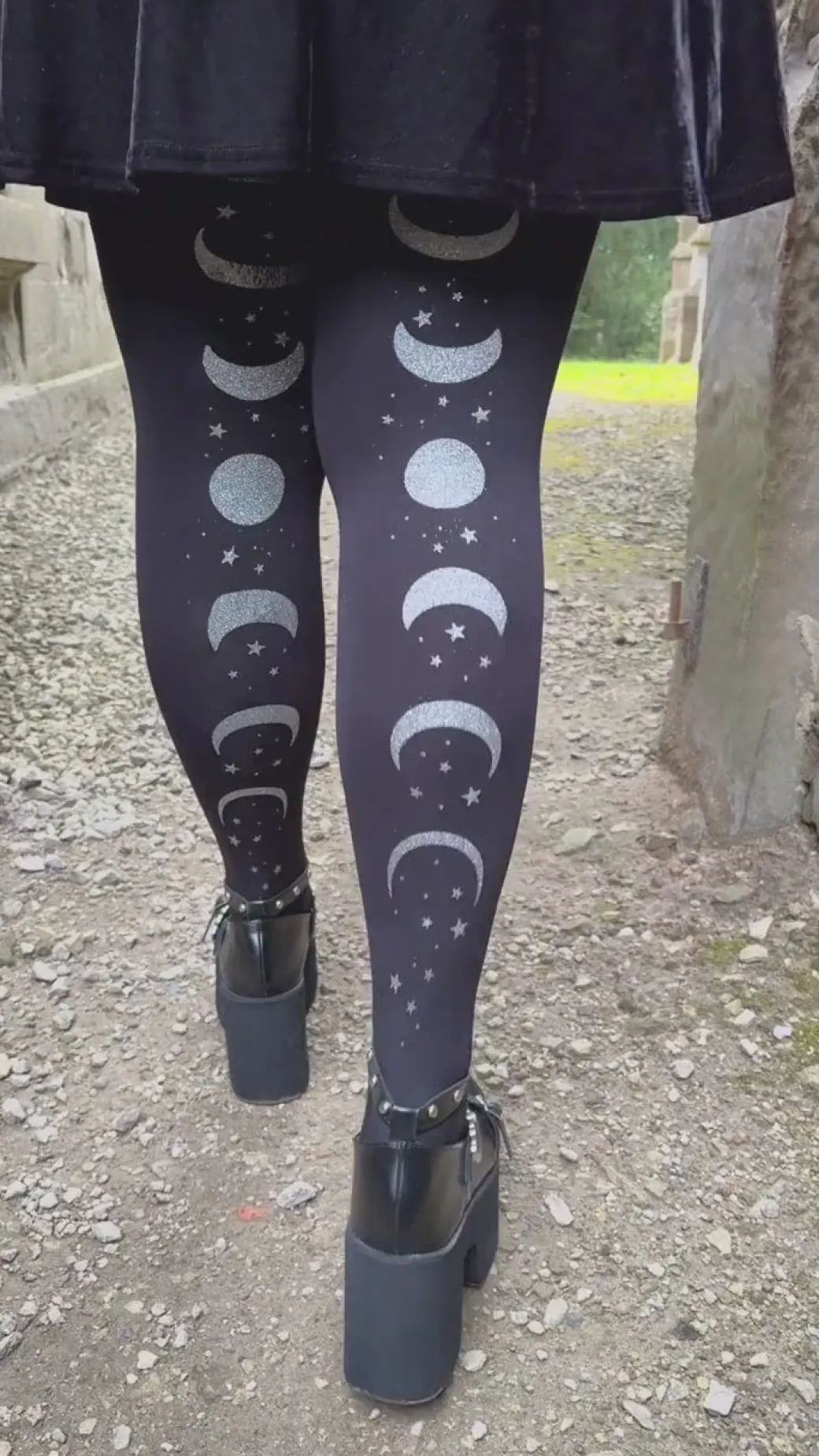 80 Denier Opaque Tights - Moon Phases