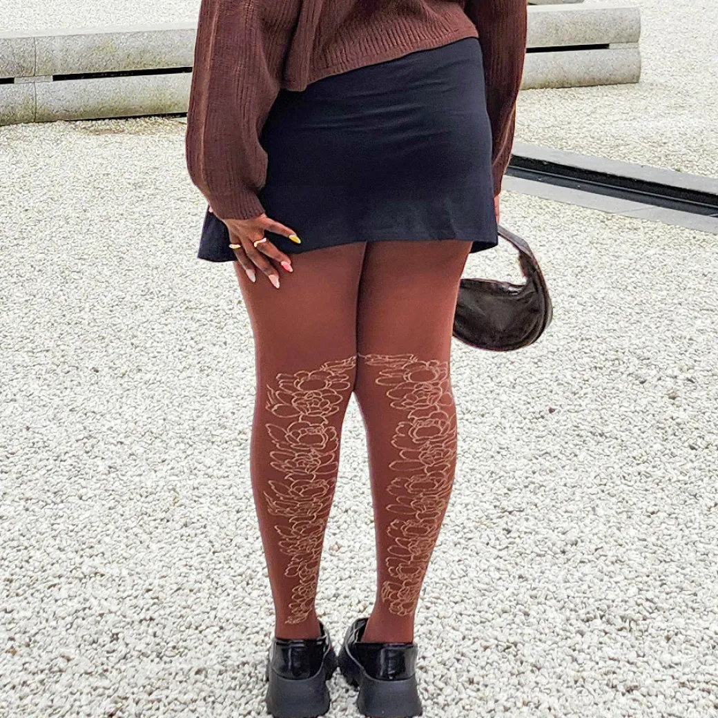 80 Denier Opaque Tights - Peonies
