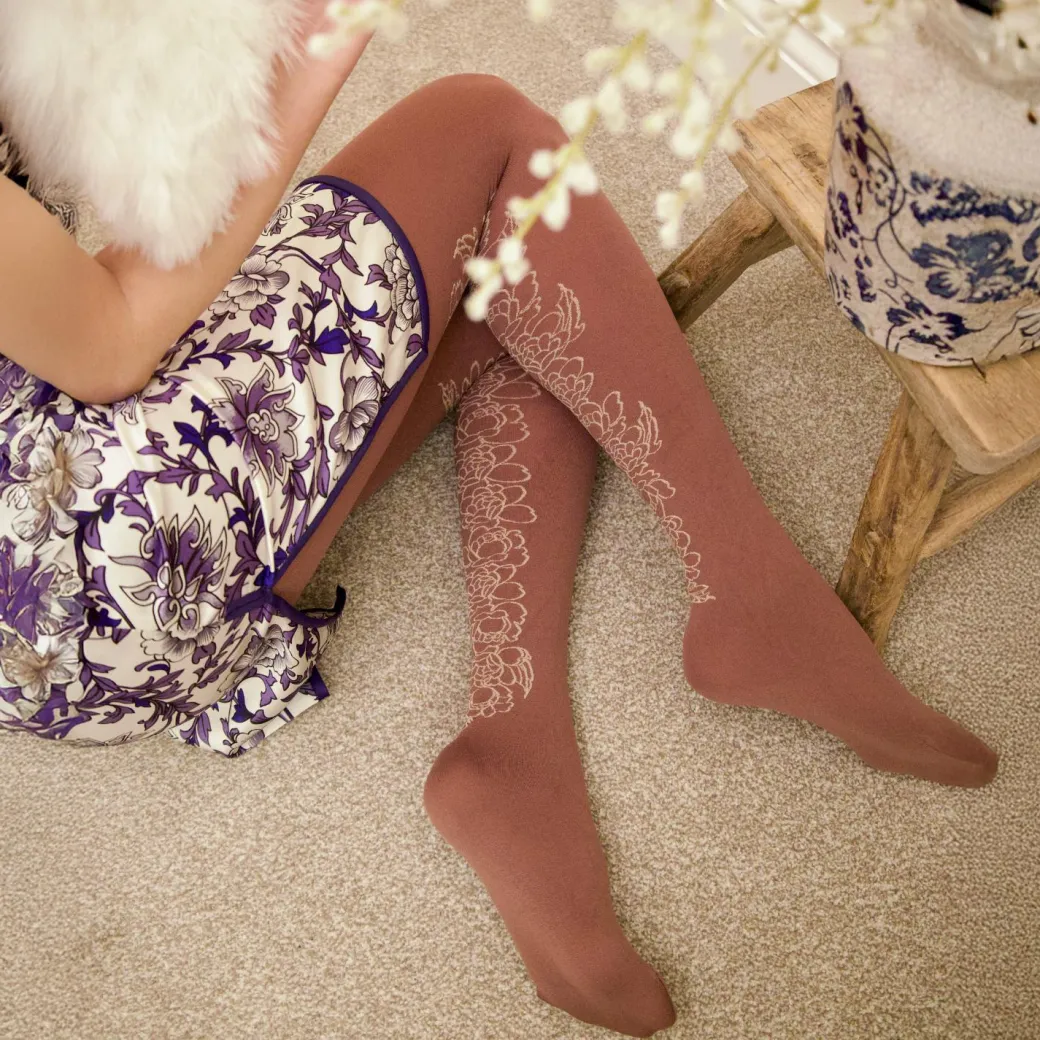 80 Denier Opaque Tights - Peonies