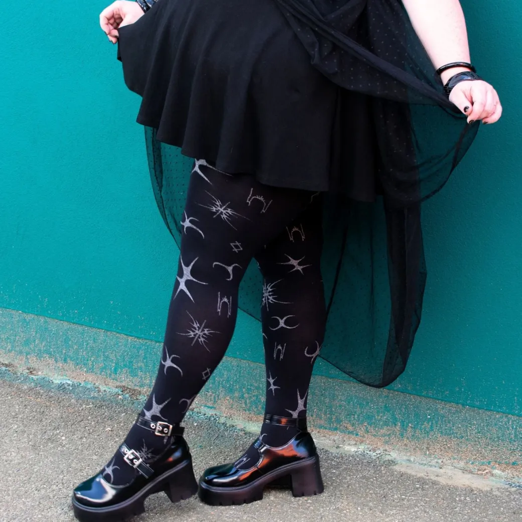 80 Denier Opaque Tights - Silver Ink