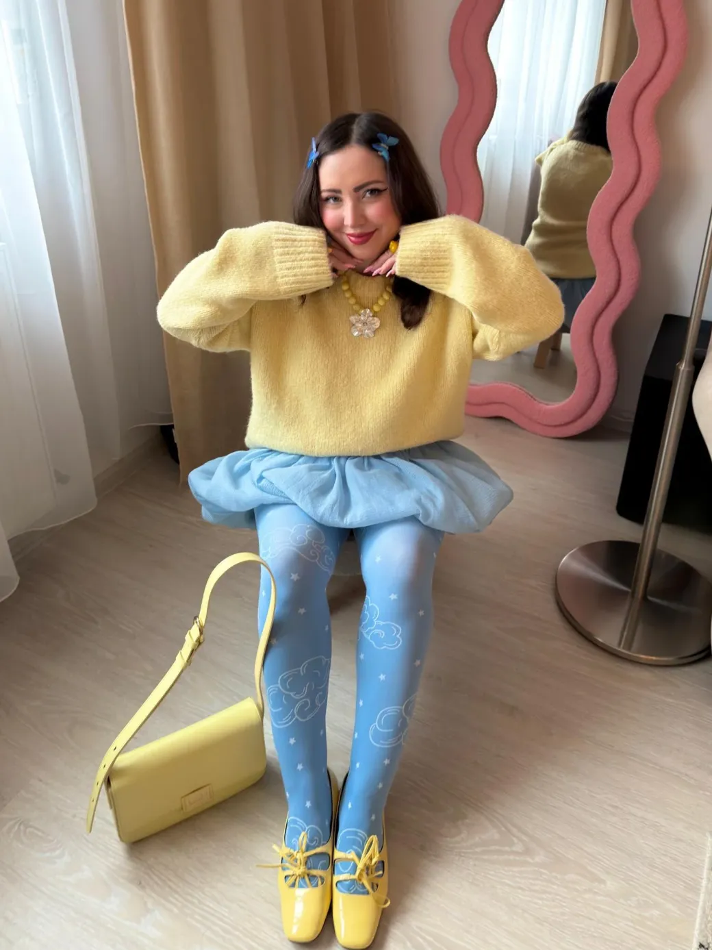 80 Denier Opaque Tights - Woodcut Clouds