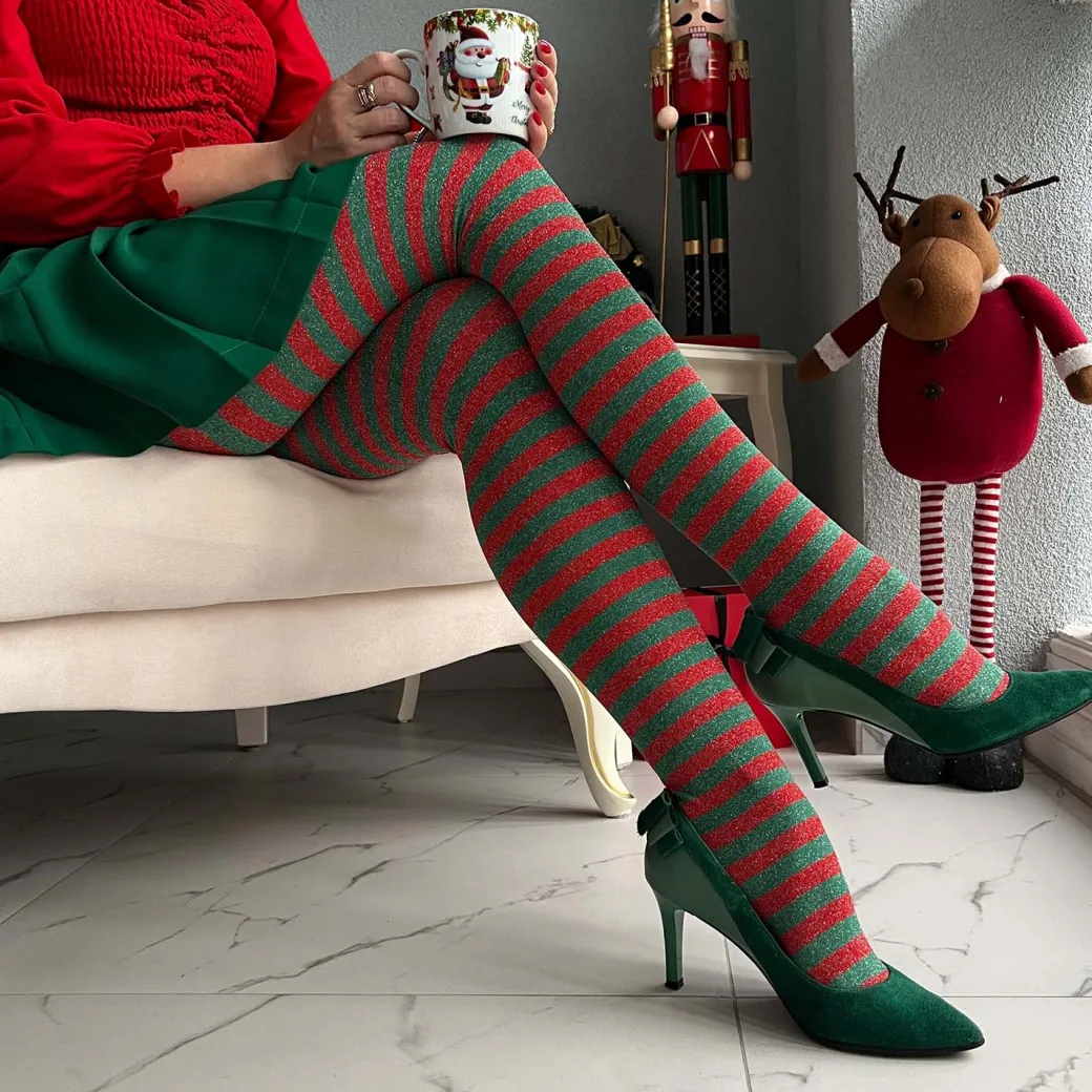 120 Denier Striped Tights - Fancy Elf