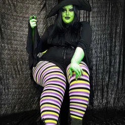 120 Denier Striped Tights - Viper