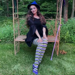 120 Denier Striped Tights - Viper