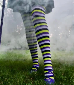 120 Denier Striped Tights - Viper