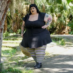 120 Denier Striped Tights - Viper