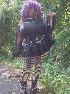 120 Denier Striped Tights - Viper