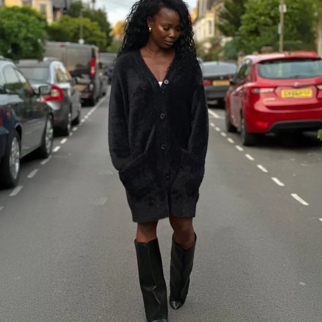 Fluffy Cardigan - Black